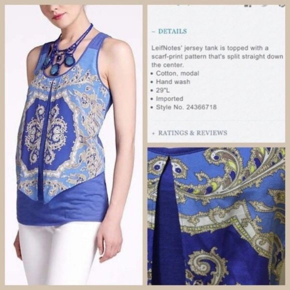 Anthropologie Blue and Cream Patterned Tank Top - Picture 8 of 8